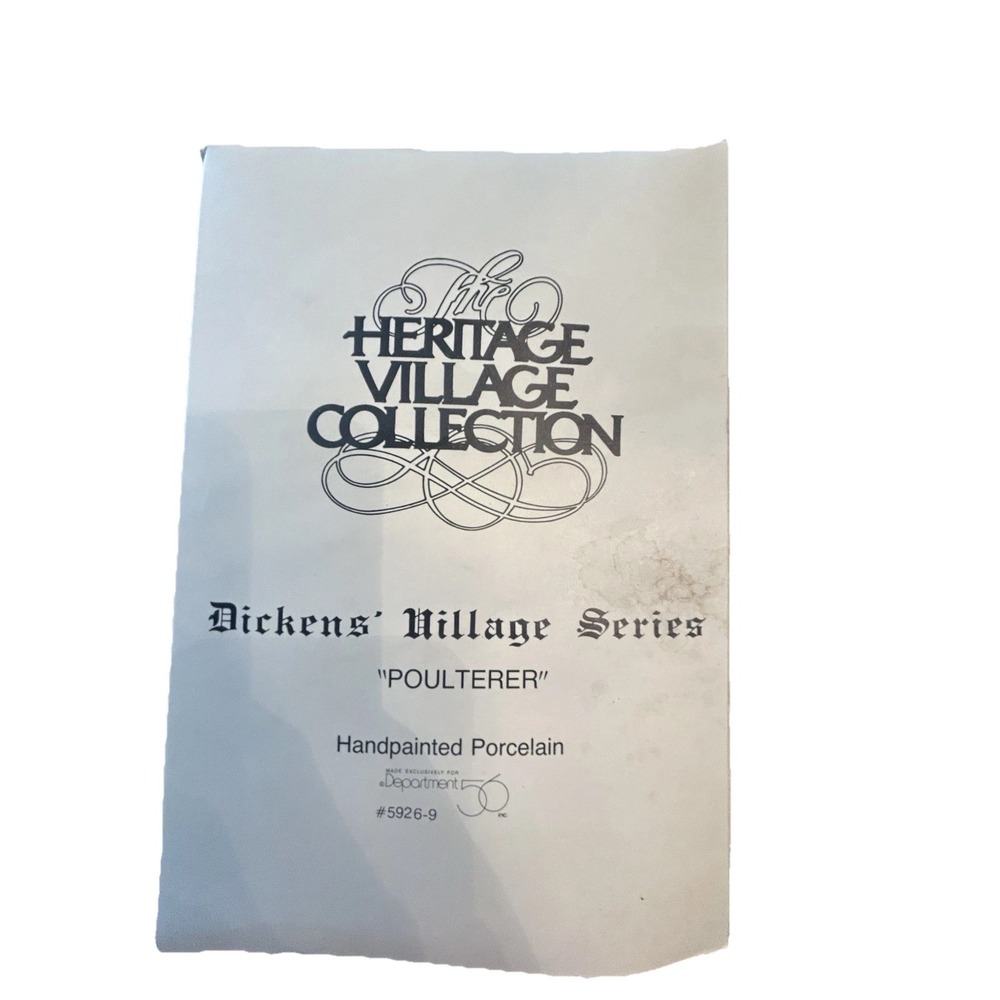 Department 56 Poulterer Dickens Village Series Porcelain 5926-9 Christmas